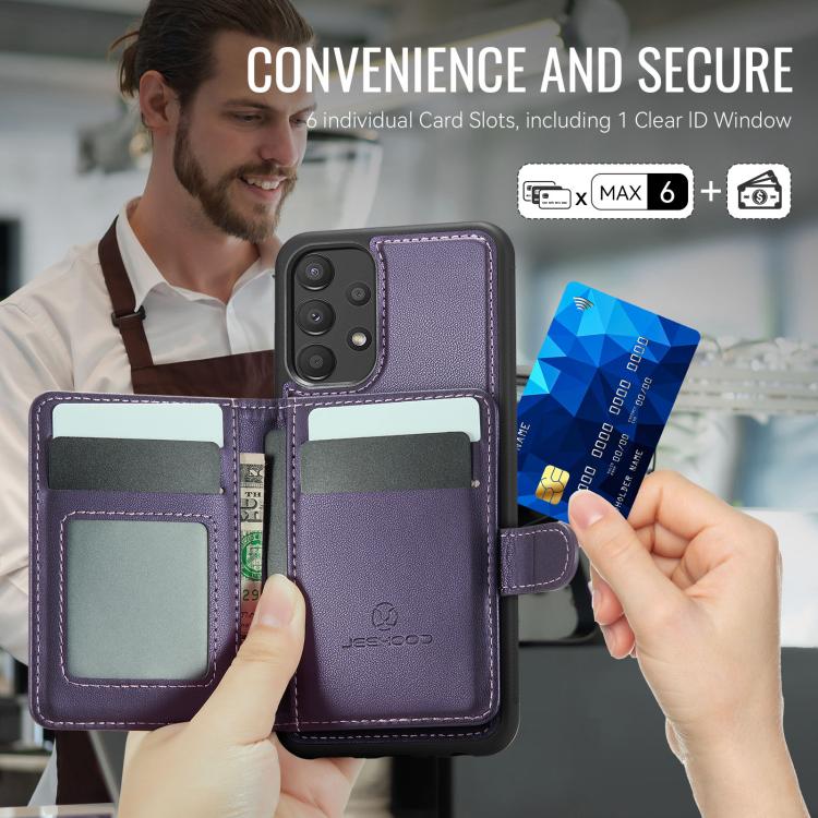 JEEHOOD J09 Portafoglio con fibbia, custodia per telefono in pelle con protezione magnetica MagSafe e RFID., For Samsung Galaxy A13 4G / 5G / A04s, For Samsung Galaxy A53 5G, For Samsung Galaxy A33 5G, For Samsung Galaxy A52 4G / 5G / A52s 5G