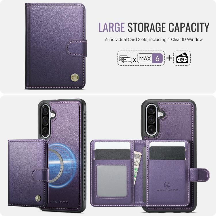 JEEHOOD J09 Portafoglio con fibbia, custodia per telefono in pelle con protezione magnetica MagSafe e RFID., For Samsung Galaxy A36 5G, For Samsung Galaxy A16 4G / 5G, For Samsung Galaxy A14 4G / 5G / M44 5G, For Samsung Galaxy A15 4G / 5G