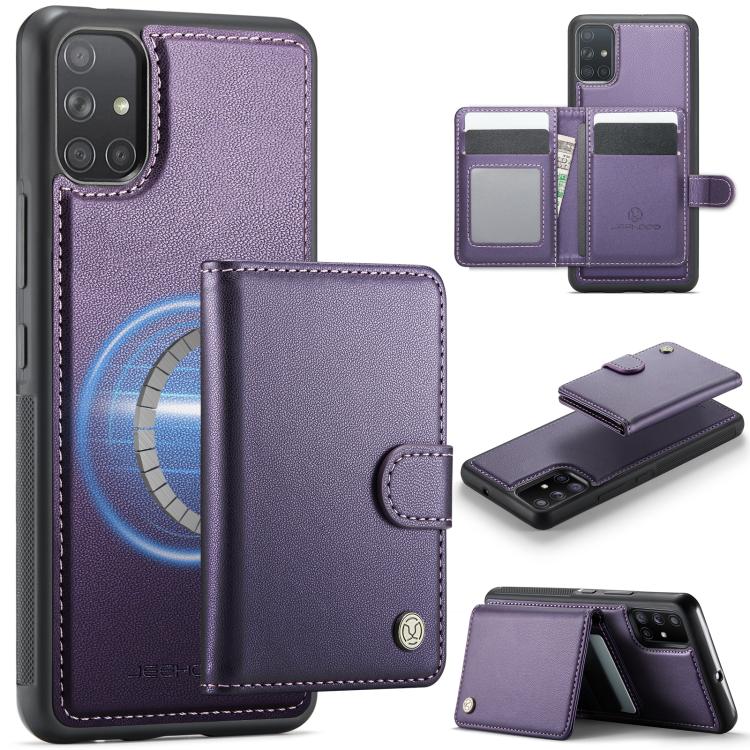 JEEHOOD J09 Portafoglio con fibbia, custodia per telefono in pelle con protezione magnetica MagSafe e RFID., For Samsung Galaxy A51 4G, For Samsung Galaxy A50