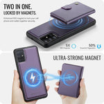 JEEHOOD J09 Portafoglio con fibbia, custodia per telefono in pelle con protezione magnetica MagSafe e RFID., For Samsung Galaxy A51 4G, For Samsung Galaxy A50