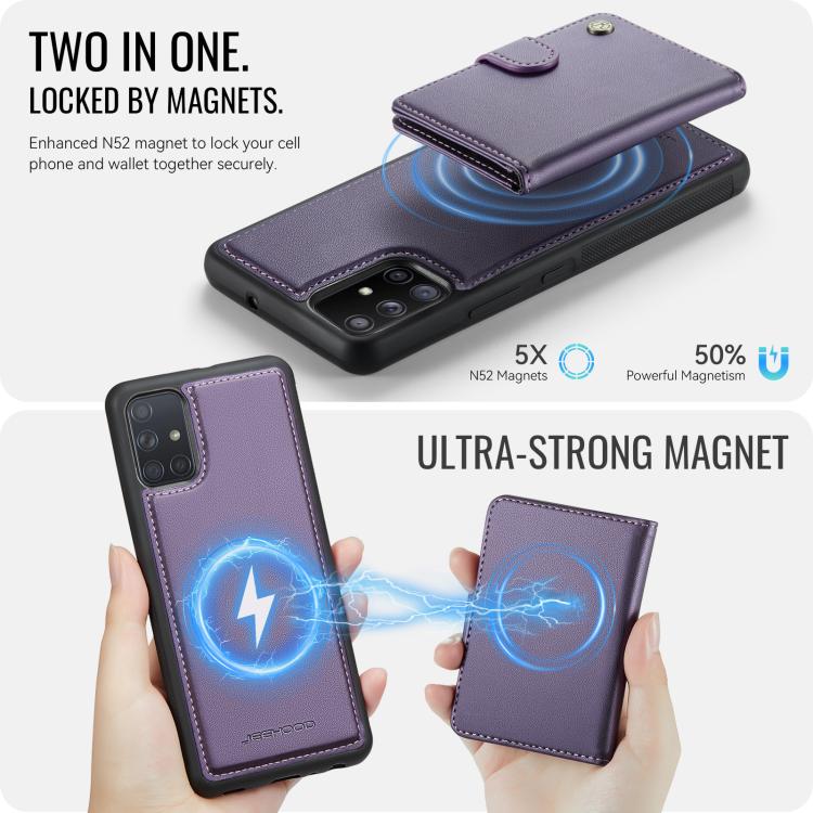 JEEHOOD J09 Portafoglio con fibbia, custodia per telefono in pelle con protezione magnetica MagSafe e RFID., For Samsung Galaxy A51 4G, For Samsung Galaxy A50
