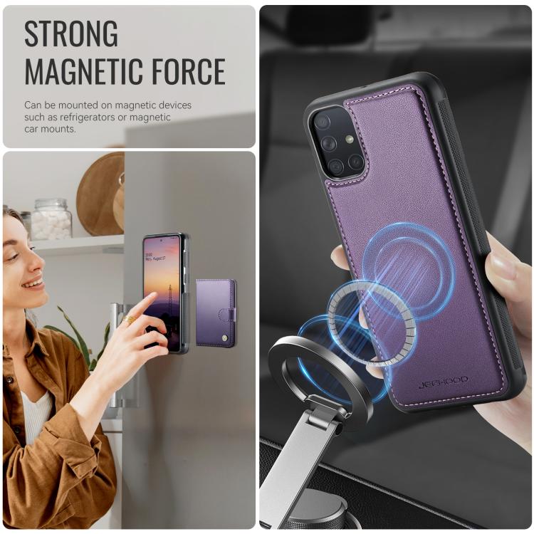JEEHOOD J09 Portafoglio con fibbia, custodia per telefono in pelle con protezione magnetica MagSafe e RFID., For Samsung Galaxy A51 4G, For Samsung Galaxy A50