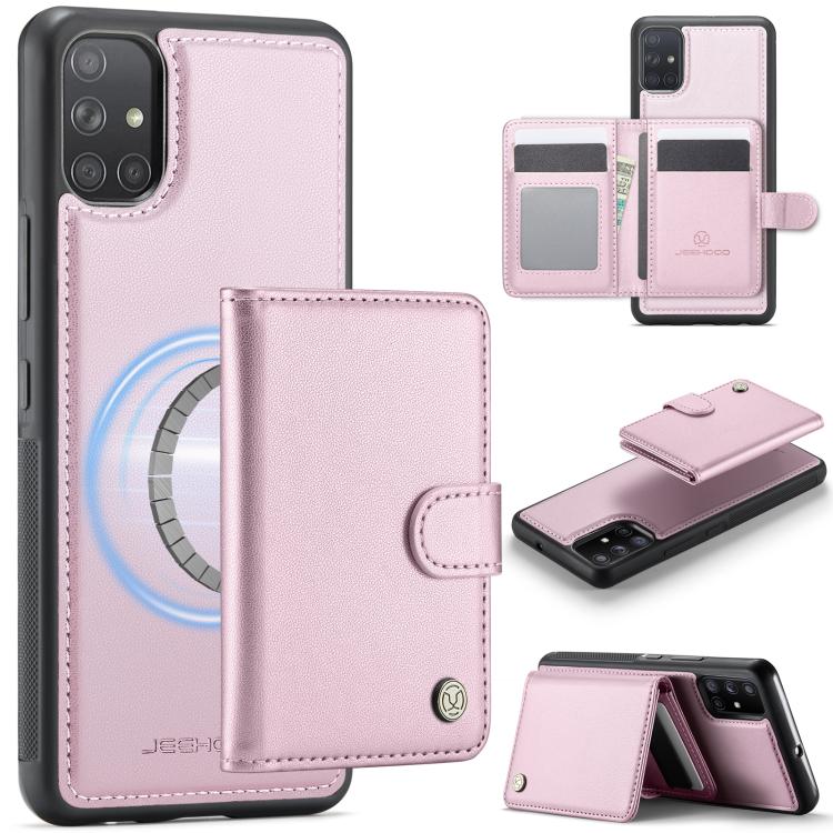 JEEHOOD J09 Portafoglio con fibbia, custodia per telefono in pelle con protezione magnetica MagSafe e RFID., For Samsung Galaxy A51 4G, For Samsung Galaxy A50