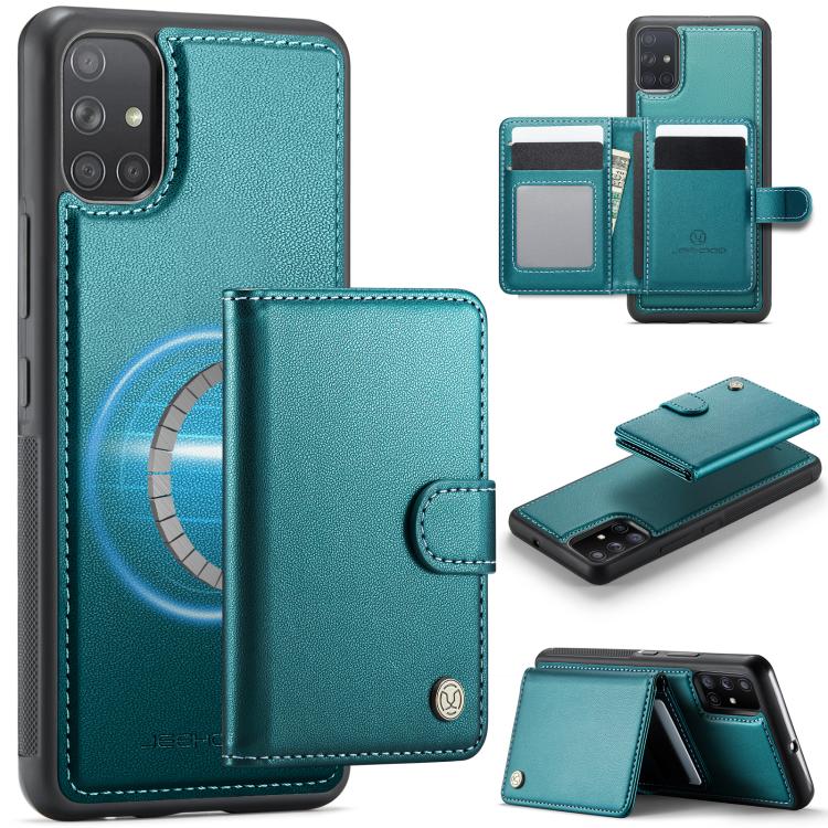 JEEHOOD J09 Portafoglio con fibbia, custodia per telefono in pelle con protezione magnetica MagSafe e RFID., For Samsung Galaxy A51 4G, For Samsung Galaxy A50