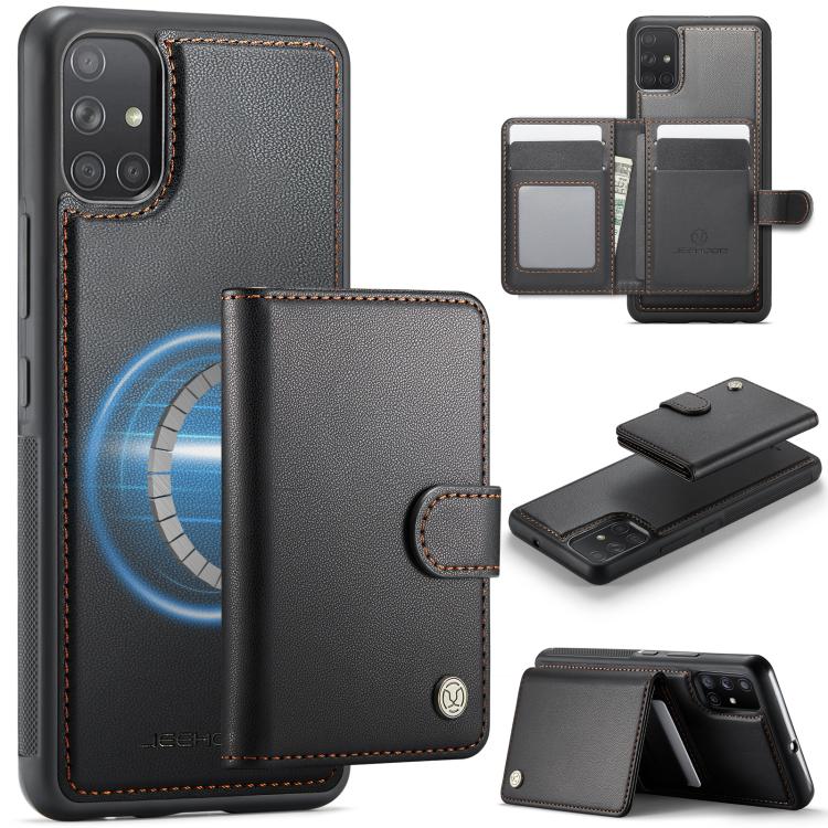 JEEHOOD J09 Portafoglio con fibbia, custodia per telefono in pelle con protezione magnetica MagSafe e RFID., For Samsung Galaxy A51 4G, For Samsung Galaxy A50