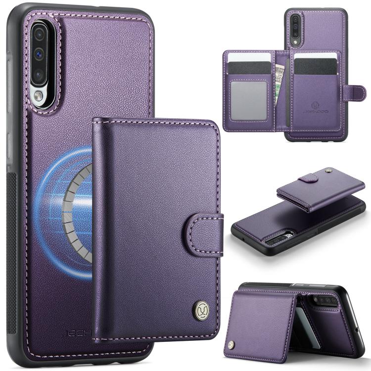 JEEHOOD J09 Portafoglio con fibbia, custodia per telefono in pelle con protezione magnetica MagSafe e RFID., For Samsung Galaxy A51 4G, For Samsung Galaxy A50