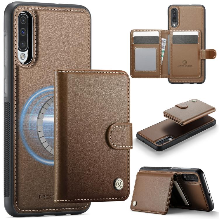 JEEHOOD J09 Portafoglio con fibbia, custodia per telefono in pelle con protezione magnetica MagSafe e RFID., For Samsung Galaxy A51 4G, For Samsung Galaxy A50