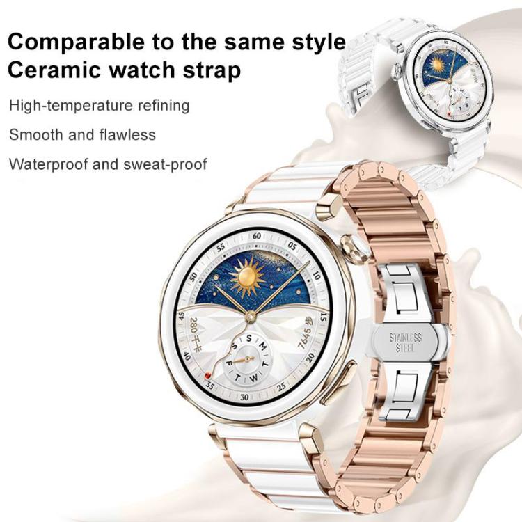 Cinturino per orologio xDfind in ceramica e acciaio inossidabile, For Huawei Watch GT 6 41mm / GT 5 Pro 42mm