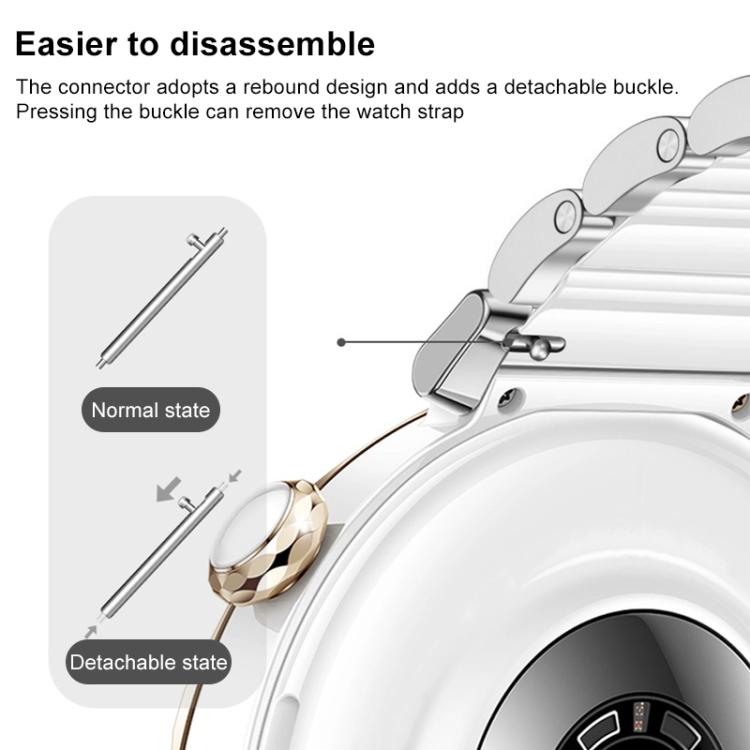 Cinturino per orologio xDfind in ceramica e acciaio inossidabile, For Huawei Watch GT 6 41mm / GT 5 Pro 42mm