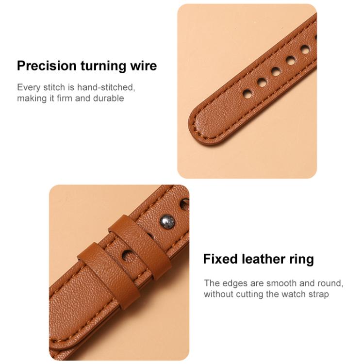 Cinturino per orologio xDfind in vera pelle con doppio anello e rivetto singolo., For Apple Watch 42 / 44 / 45 / 46 / 49mm, For Apple Watch 38 / 40 / 41 / S10 42mm