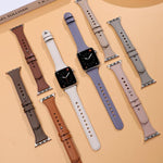 Cinturino per orologio xDfind in vera pelle con doppio anello e rivetto singolo., For Apple Watch 42 / 44 / 45 / 46 / 49mm, For Apple Watch 38 / 40 / 41 / S10 42mm