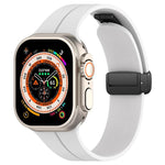 Cinturino per orologio in silicone nero con fibbia pieghevole e scanalatura piatta xDfind, For Apple Watch 42 / 44 / 45 / 46 / 49mm, For Apple Watch 38 / 40 / 41 / S10 42mm
