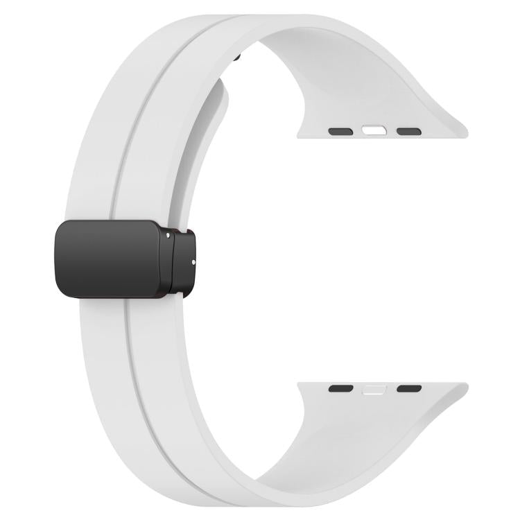 Cinturino per orologio in silicone nero con fibbia pieghevole e scanalatura piatta xDfind, For Apple Watch 42 / 44 / 45 / 46 / 49mm, For Apple Watch 38 / 40 / 41 / S10 42mm
