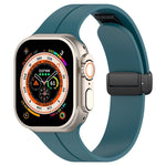 Cinturino per orologio in silicone nero con fibbia pieghevole e scanalatura piatta xDfind, For Apple Watch 42 / 44 / 45 / 46 / 49mm, For Apple Watch 38 / 40 / 41 / S10 42mm