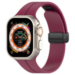 Cinturino per orologio in silicone nero con fibbia pieghevole e scanalatura piatta xDfind, For Apple Watch 42 / 44 / 45 / 46 / 49mm, For Apple Watch 38 / 40 / 41 / S10 42mm