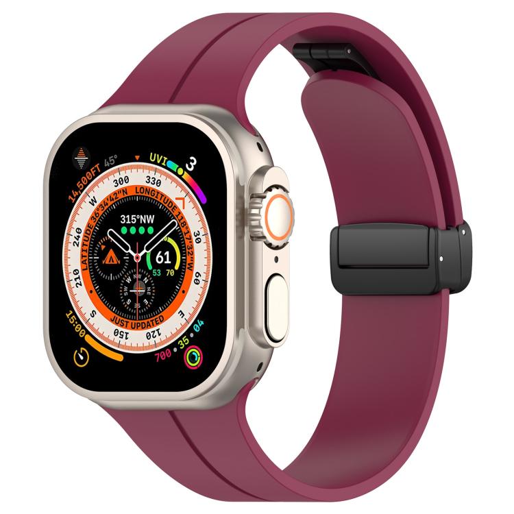 Cinturino per orologio in silicone nero con fibbia pieghevole e scanalatura piatta xDfind, For Apple Watch 42 / 44 / 45 / 46 / 49mm, For Apple Watch 38 / 40 / 41 / S10 42mm
