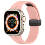 Cinturino per orologio in silicone nero con fibbia pieghevole e scanalatura piatta xDfind, For Apple Watch 42 / 44 / 45 / 46 / 49mm, For Apple Watch 38 / 40 / 41 / S10 42mm