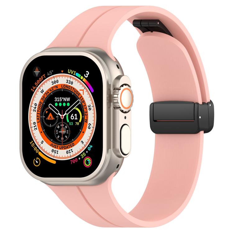 Cinturino per orologio in silicone nero con fibbia pieghevole e scanalatura piatta xDfind, For Apple Watch 42 / 44 / 45 / 46 / 49mm, For Apple Watch 38 / 40 / 41 / S10 42mm