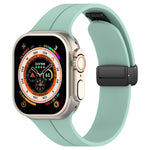 Cinturino per orologio in silicone nero con fibbia pieghevole e scanalatura piatta xDfind, For Apple Watch 42 / 44 / 45 / 46 / 49mm, For Apple Watch 38 / 40 / 41 / S10 42mm