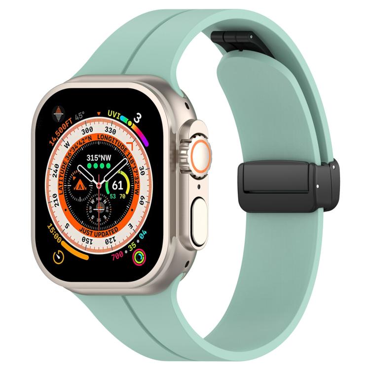 Cinturino per orologio in silicone nero con fibbia pieghevole e scanalatura piatta xDfind, For Apple Watch 42 / 44 / 45 / 46 / 49mm, For Apple Watch 38 / 40 / 41 / S10 42mm