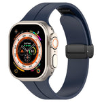Cinturino per orologio in silicone nero con fibbia pieghevole e scanalatura piatta xDfind, For Apple Watch 42 / 44 / 45 / 46 / 49mm, For Apple Watch 38 / 40 / 41 / S10 42mm