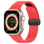 Cinturino per orologio in silicone nero con fibbia pieghevole e scanalatura piatta xDfind, For Apple Watch 42 / 44 / 45 / 46 / 49mm, For Apple Watch 38 / 40 / 41 / S10 42mm