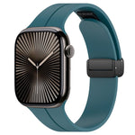 Cinturino per orologio in silicone nero con fibbia pieghevole e scanalatura piatta xDfind, For Apple Watch 42 / 44 / 45 / 46 / 49mm, For Apple Watch 38 / 40 / 41 / S10 42mm