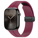 Cinturino per orologio in silicone nero con fibbia pieghevole e scanalatura piatta xDfind, For Apple Watch 42 / 44 / 45 / 46 / 49mm, For Apple Watch 38 / 40 / 41 / S10 42mm