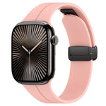 Cinturino per orologio in silicone nero con fibbia pieghevole e scanalatura piatta xDfind, For Apple Watch 42 / 44 / 45 / 46 / 49mm, For Apple Watch 38 / 40 / 41 / S10 42mm