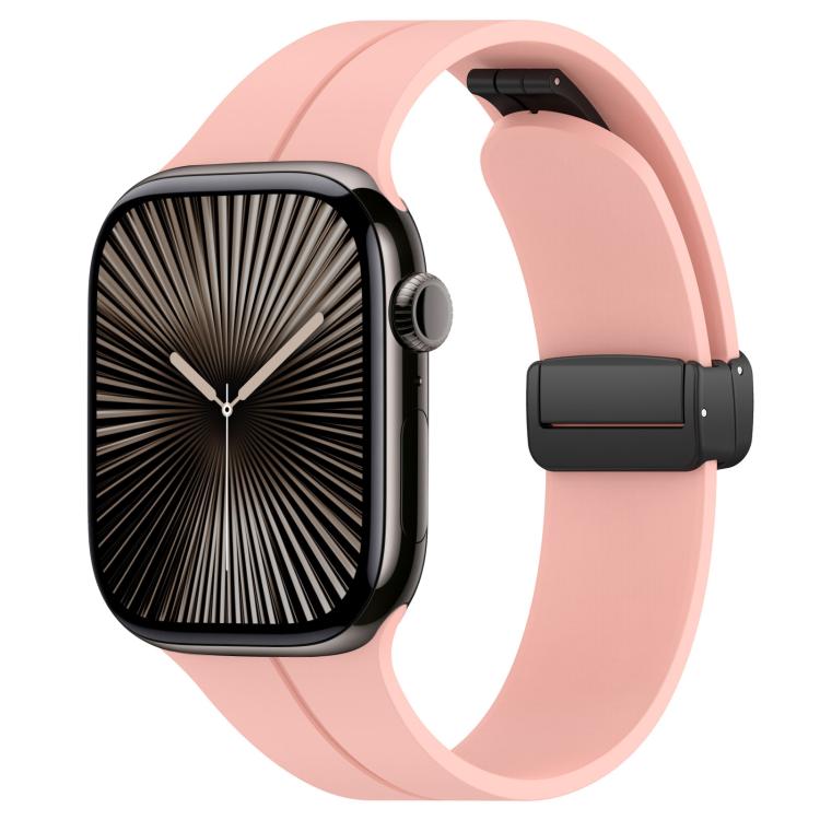 Cinturino per orologio in silicone nero con fibbia pieghevole e scanalatura piatta xDfind, For Apple Watch 42 / 44 / 45 / 46 / 49mm, For Apple Watch 38 / 40 / 41 / S10 42mm