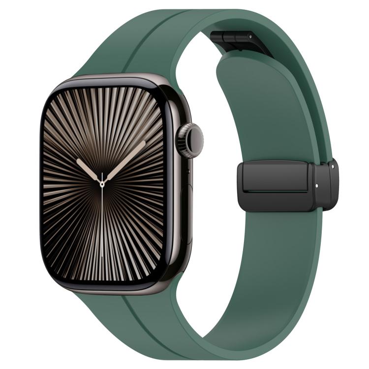 Cinturino per orologio in silicone nero con fibbia pieghevole e scanalatura piatta xDfind, For Apple Watch 42 / 44 / 45 / 46 / 49mm, For Apple Watch 38 / 40 / 41 / S10 42mm