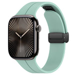 Cinturino per orologio in silicone nero con fibbia pieghevole e scanalatura piatta xDfind, For Apple Watch 42 / 44 / 45 / 46 / 49mm, For Apple Watch 38 / 40 / 41 / S10 42mm