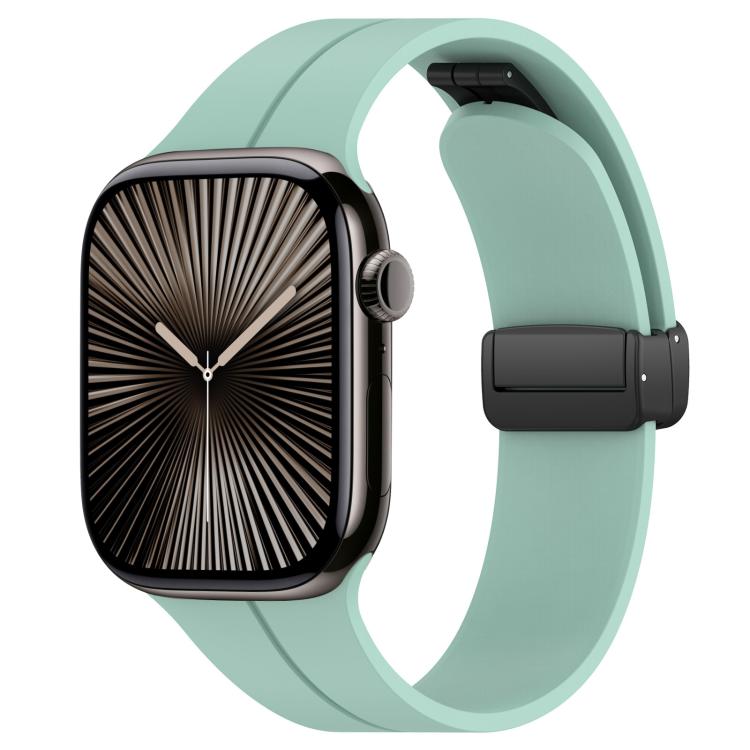 Cinturino per orologio in silicone nero con fibbia pieghevole e scanalatura piatta xDfind, For Apple Watch 42 / 44 / 45 / 46 / 49mm, For Apple Watch 38 / 40 / 41 / S10 42mm