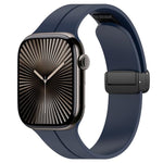 Cinturino per orologio in silicone nero con fibbia pieghevole e scanalatura piatta xDfind, For Apple Watch 42 / 44 / 45 / 46 / 49mm, For Apple Watch 38 / 40 / 41 / S10 42mm