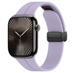Cinturino per orologio in silicone nero con fibbia pieghevole e scanalatura piatta xDfind, For Apple Watch 42 / 44 / 45 / 46 / 49mm, For Apple Watch 38 / 40 / 41 / S10 42mm