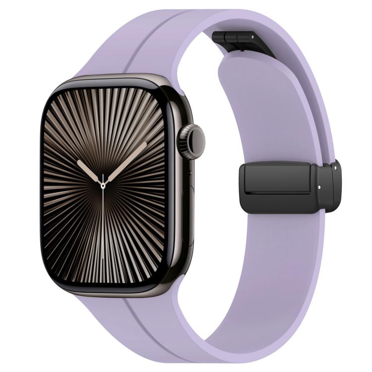 Cinturino per orologio in silicone nero con fibbia pieghevole e scanalatura piatta xDfind, For Apple Watch 42 / 44 / 45 / 46 / 49mm, For Apple Watch 38 / 40 / 41 / S10 42mm