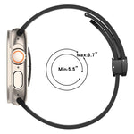 Cinturino per orologio in silicone nero con fibbia pieghevole e scanalatura piatta xDfind, For Apple Watch 42 / 44 / 45 / 46 / 49mm, For Apple Watch 38 / 40 / 41 / S10 42mm