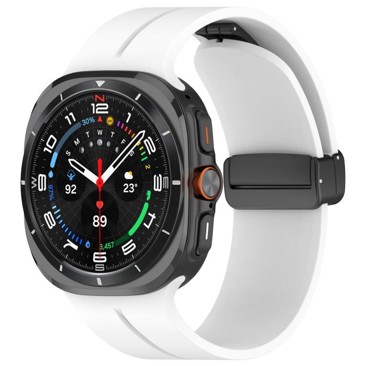 Cinturino per orologio in silicone nero con fibbia pieghevole e scanalatura piatta xDfind, For Samsung Galaxy Watch Ultra / Ultra 2025, For Samsung Galaxy Watch8 / 8 Classic, For Samsung Galaxy Watch 7 / 6 / 5 / FE