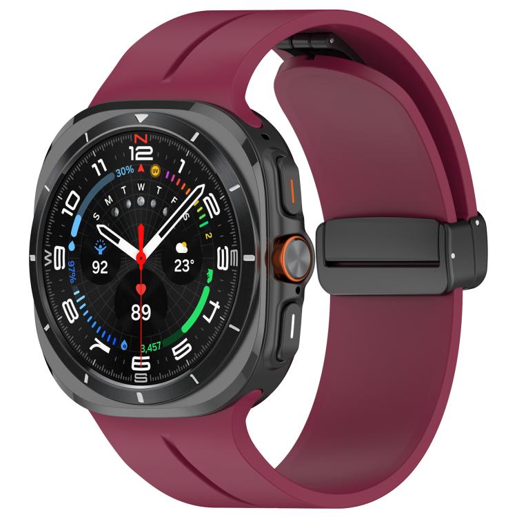 Cinturino per orologio in silicone nero con fibbia pieghevole e scanalatura piatta xDfind, For Samsung Galaxy Watch Ultra / Ultra 2025, For Samsung Galaxy Watch8 / 8 Classic, For Samsung Galaxy Watch 7 / 6 / 5 / FE