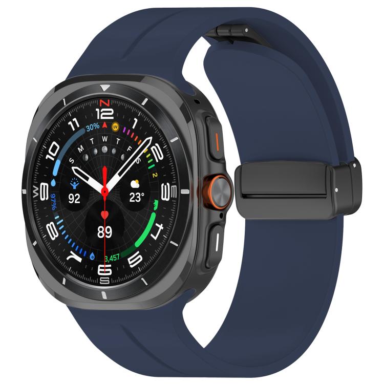Cinturino per orologio in silicone nero con fibbia pieghevole e scanalatura piatta xDfind, For Samsung Galaxy Watch Ultra / Ultra 2025, For Samsung Galaxy Watch8 / 8 Classic, For Samsung Galaxy Watch 7 / 6 / 5 / FE