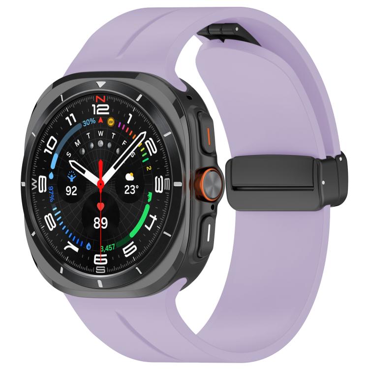 Cinturino per orologio in silicone nero con fibbia pieghevole e scanalatura piatta xDfind, For Samsung Galaxy Watch Ultra / Ultra 2025, For Samsung Galaxy Watch8 / 8 Classic, For Samsung Galaxy Watch 7 / 6 / 5 / FE
