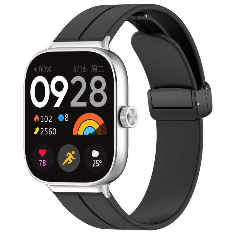 Cinturino per orologio in silicone nero con fibbia pieghevole e scanalatura piatta xDfind, For Xiaomi Band 10 Pro / 9 Pro / Redmi Watch 6, For Redmi Watch 3 Active / Watch 3 Lite