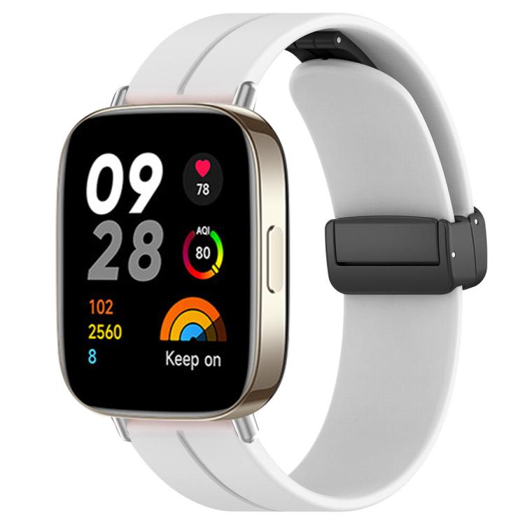 Cinturino per orologio in silicone nero con fibbia pieghevole e scanalatura piatta xDfind, For Redmi Watch 3