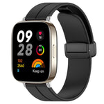 Cinturino per orologio in silicone nero con fibbia pieghevole e scanalatura piatta xDfind, For Redmi Watch 3