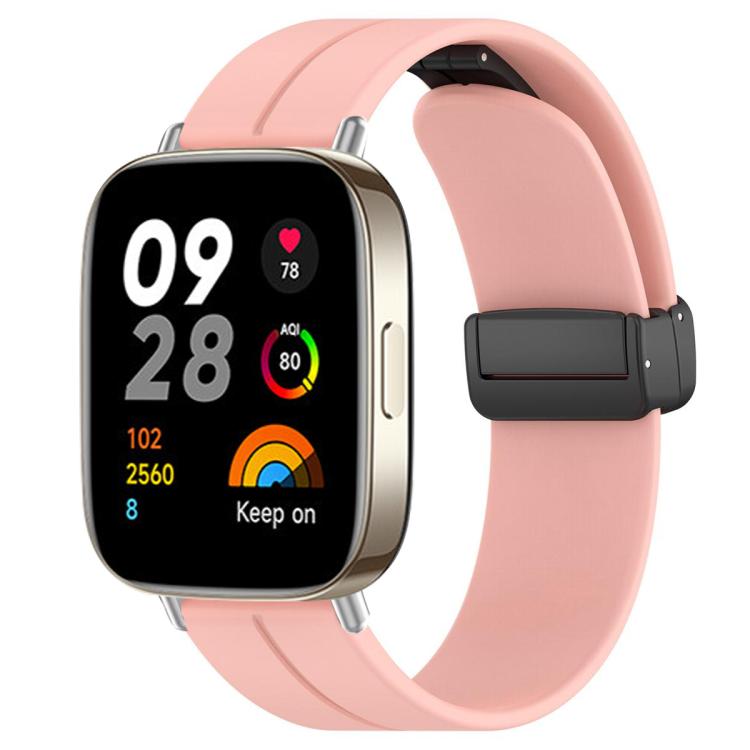 Cinturino per orologio in silicone nero con fibbia pieghevole e scanalatura piatta xDfind, For Redmi Watch 3