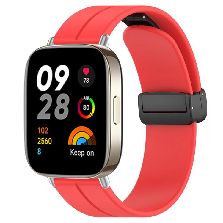 Cinturino per orologio in silicone nero con fibbia pieghevole e scanalatura piatta xDfind, For Redmi Watch 3