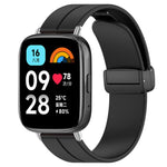 Cinturino per orologio in silicone nero con fibbia pieghevole e scanalatura piatta xDfind, For Xiaomi Band 10 Pro / 9 Pro / Redmi Watch 6, For Redmi Watch 3 Active / Watch 3 Lite