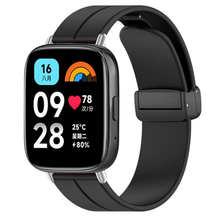 Cinturino per orologio in silicone nero con fibbia pieghevole e scanalatura piatta xDfind, For Xiaomi Band 10 Pro / 9 Pro / Redmi Watch 6, For Redmi Watch 3 Active / Watch 3 Lite