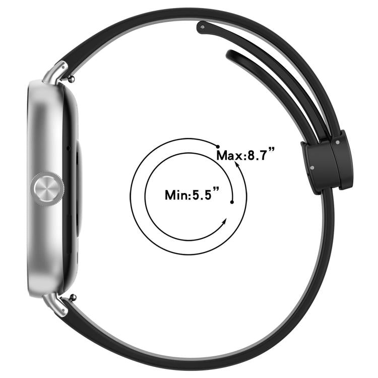 Cinturino per orologio in silicone nero con fibbia pieghevole e scanalatura piatta xDfind, For Redmi Watch 3