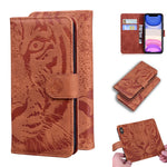 Custodia in pelle a ribalta orizzontale con motivo a tigre in rilievo con supporto, slot per carte e portafoglio, For iPhone 11, For iPhone 11 Pro, For iPhone 11 Pro Max, For iPhone XS / X